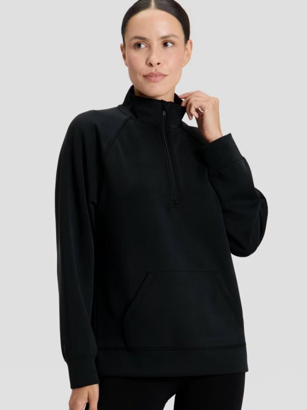 Women's Airy Sleek Legging Friendly Half Zip Sweatshirt - All In Motion Black XX